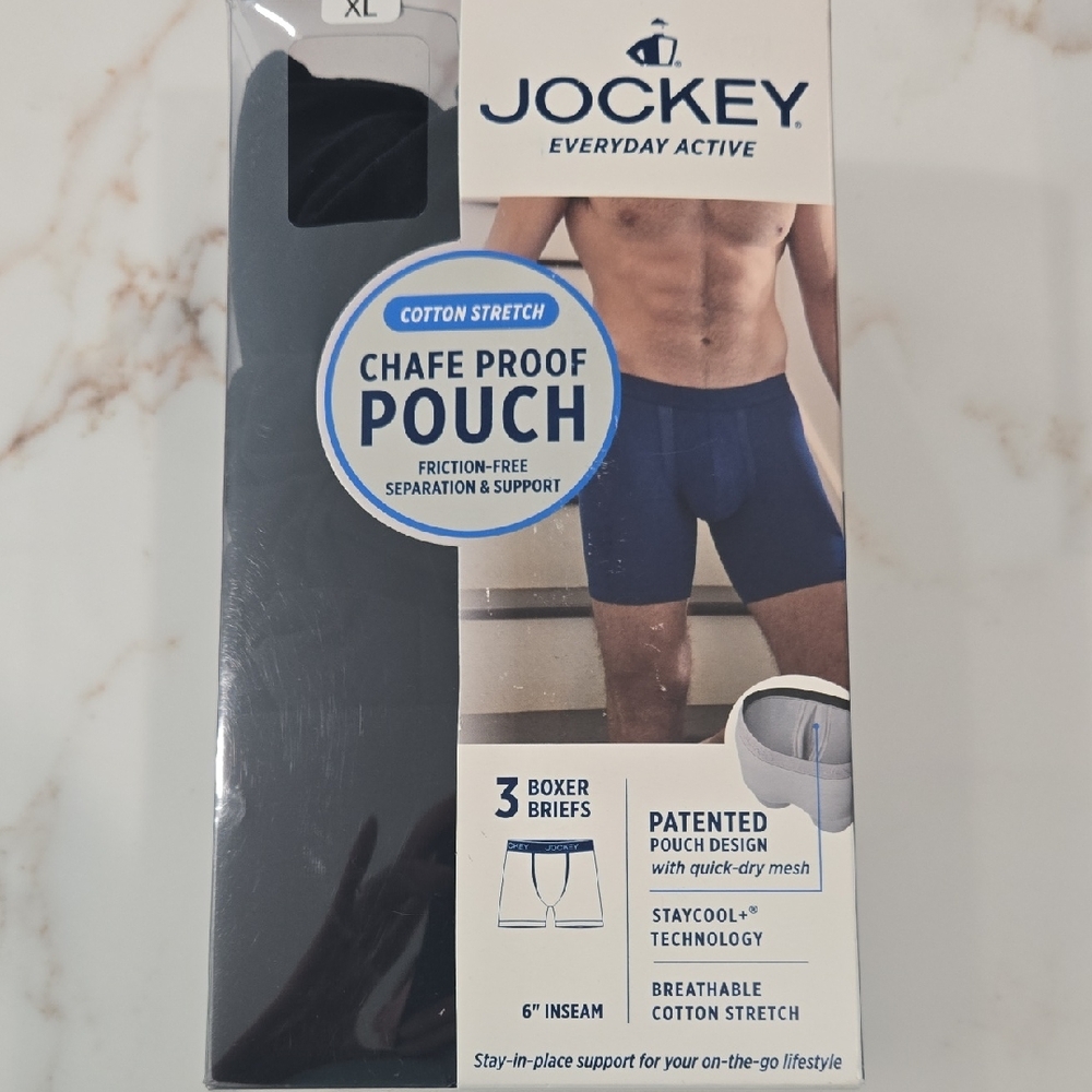 Jockey Black Boxer Briefs with Snug Proof Pouch